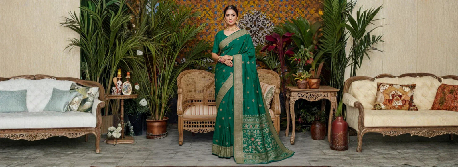 Saree for Mehndi:  Green Saree for Your Mehndi Ceremony