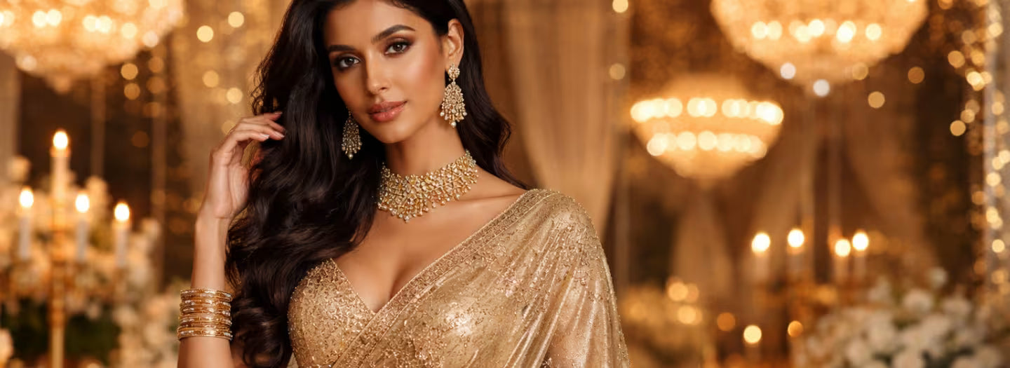 Golden Sarees That Look Luxurious: How to Style Them for Weddings & Parties