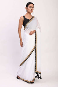 Quiet Contrast | Mul Cotton | Indidha Saree