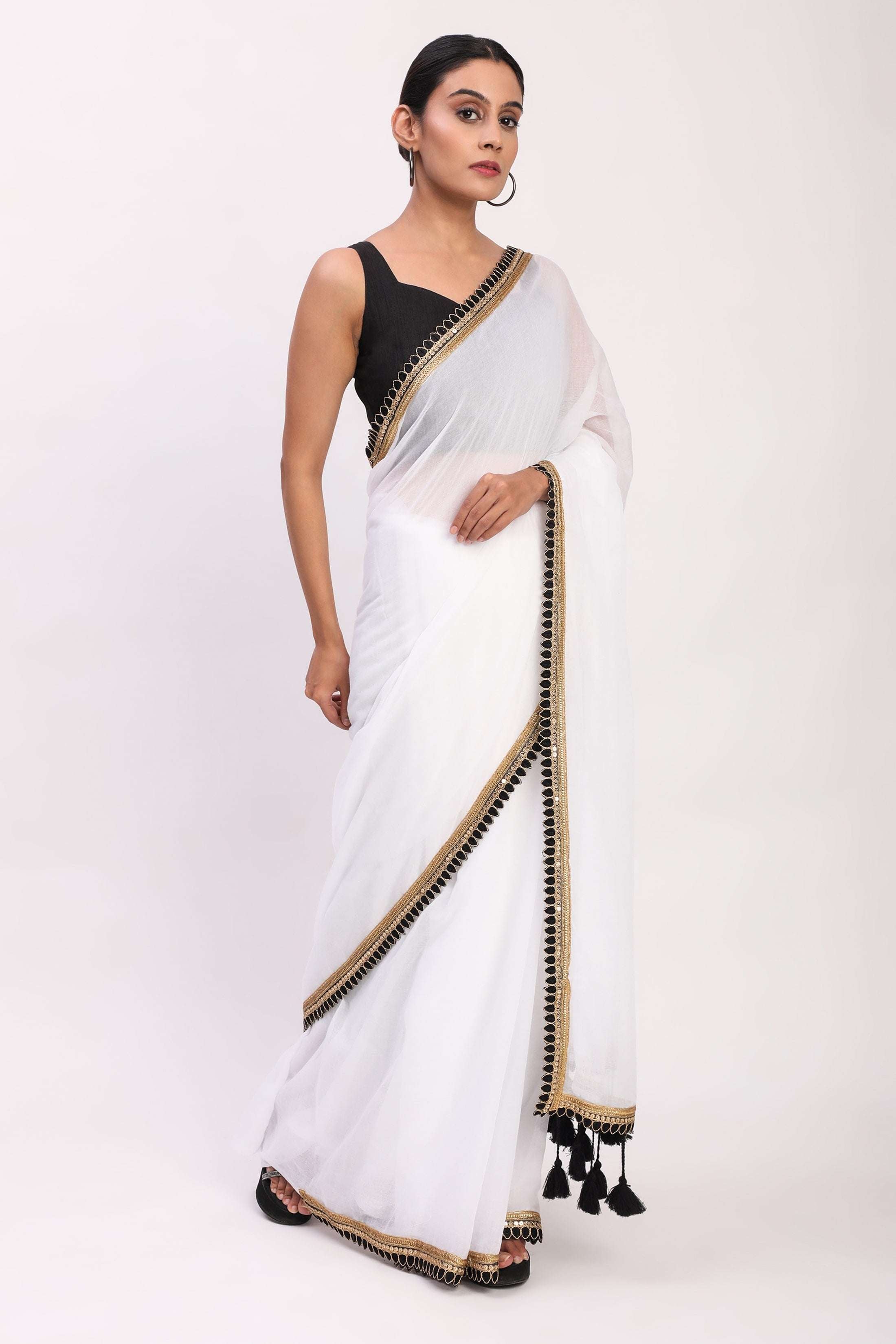 Quiet Contrast | Mul Cotton | Indidha Saree