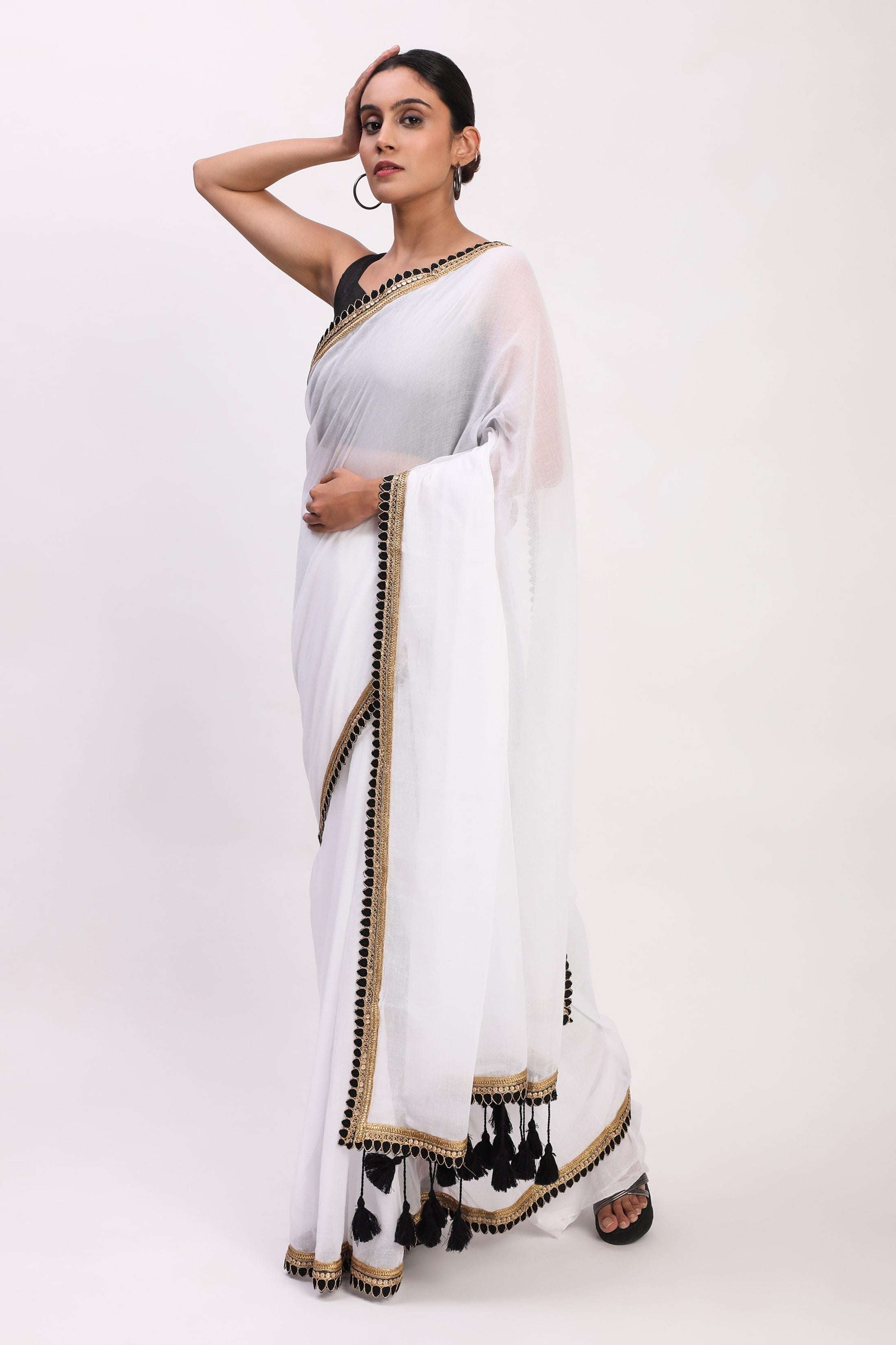 Quiet Contrast | Mul Cotton | Indidha Saree