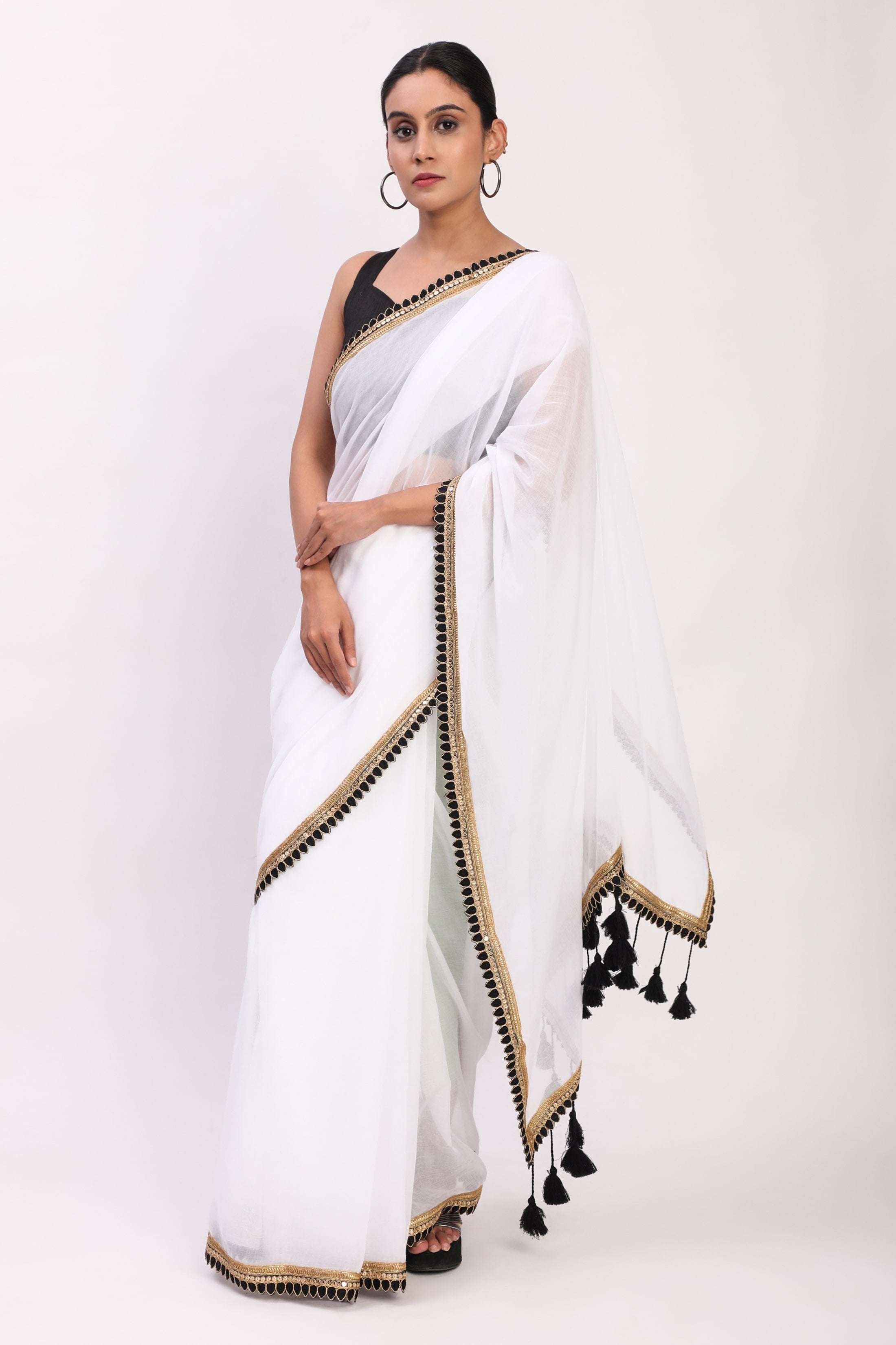 Quiet Contrast | Mul Cotton | Indidha Saree