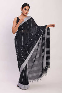 Shyamal Rekha Cotton , a black saree