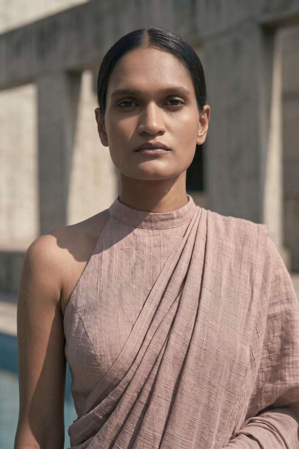 Gypsum Ash | Slub Cotton | Indidha Saree
