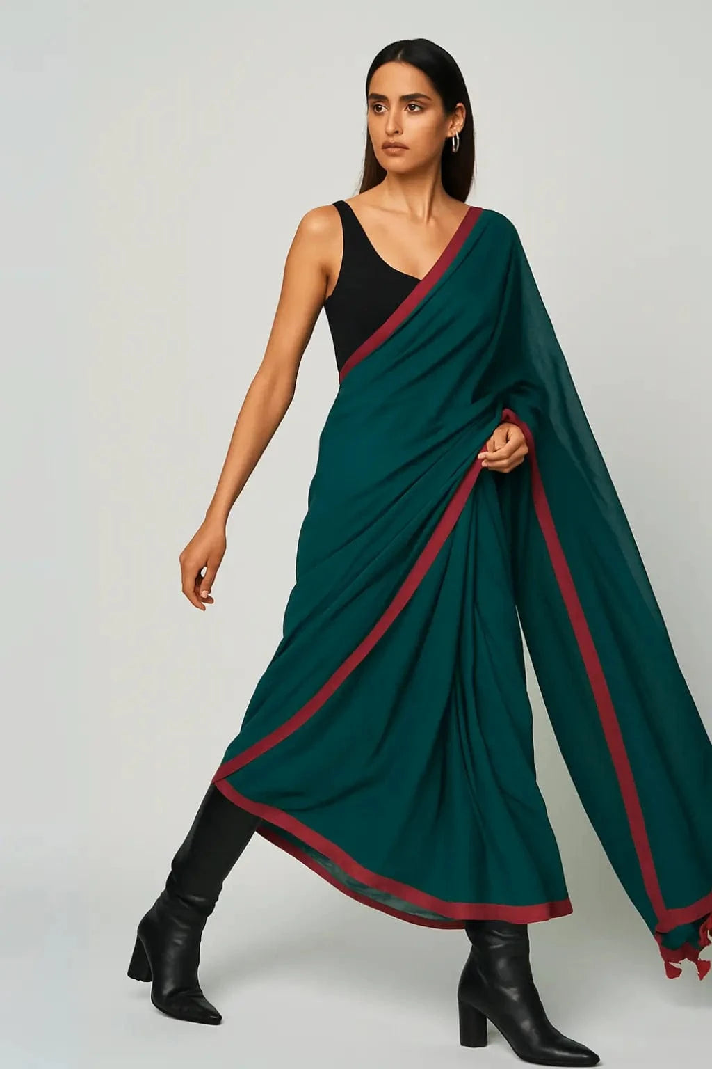 AHILYA | Mul Cotton | Indidha Saree -  Ahilya – Handloom Mul Cotton Saree in Emerald Green | Lightweight & Elegant  Experience the soft elegance of Ahilya – a handloom mul cotton saree in emerald green. Lightweight, breathable, and beautifully minimalist. Perfect for everyday wear.