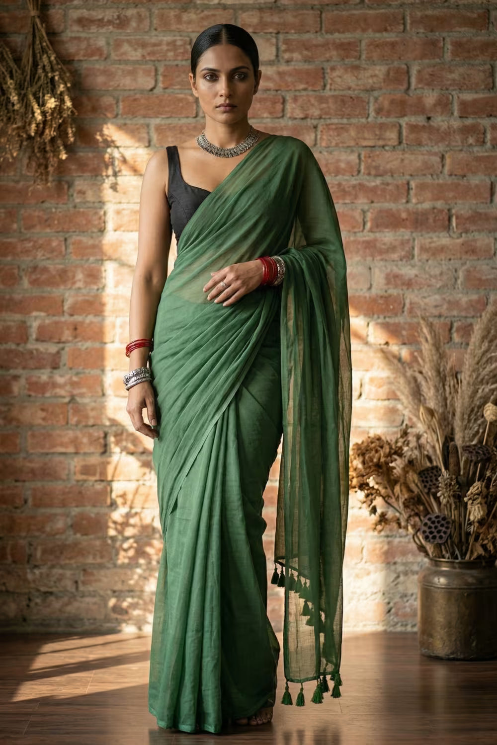 Dark Grace | Mul Cotton | Indidha Saree