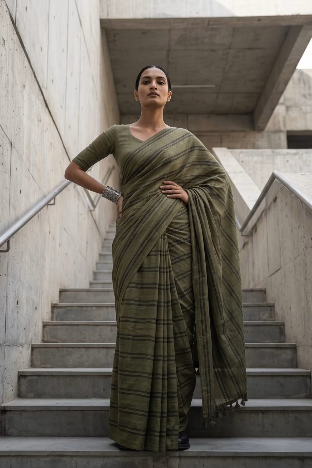 Moss Stride | Slub Cotton | Indidha Saree