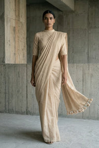 Mortar Ash | Slub Cotton | Indidha Saree