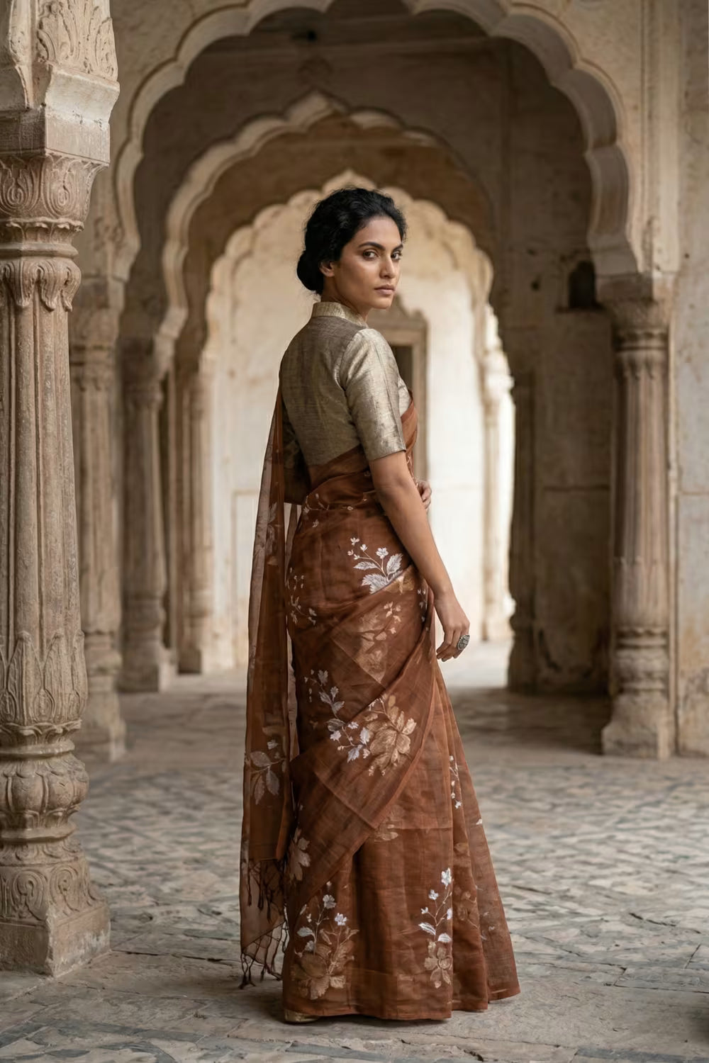 CREST | Organza Kota Embroidery | Indidha Saree