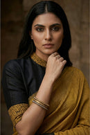 Zafran Noir | Textured Cotton | Indidha Saree