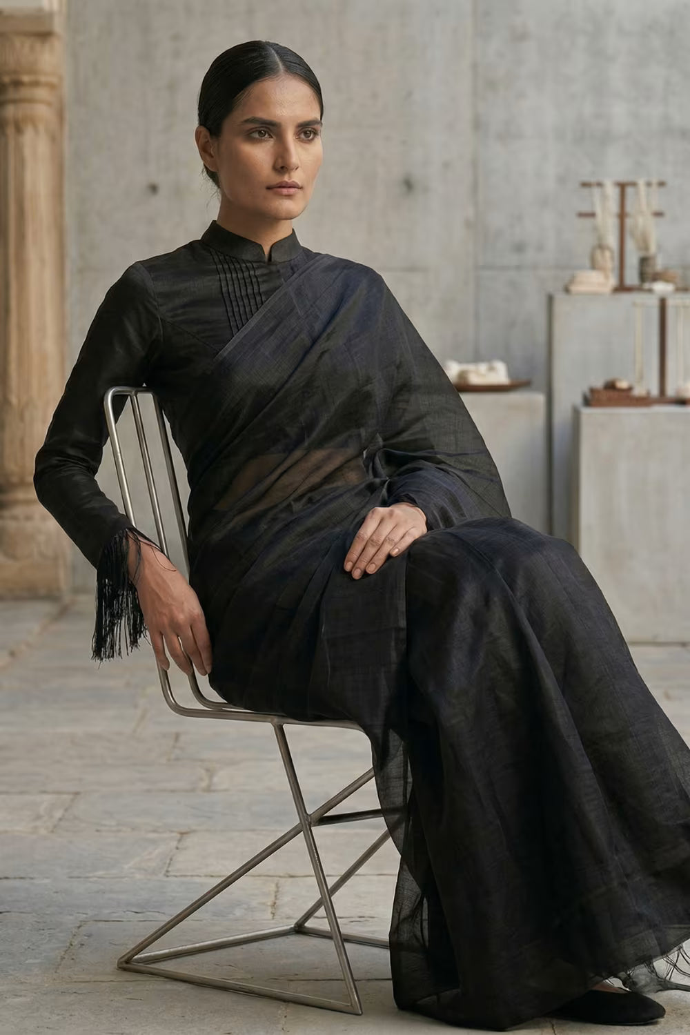 CHARCOAL DUST | Tissue | Indidha Saree