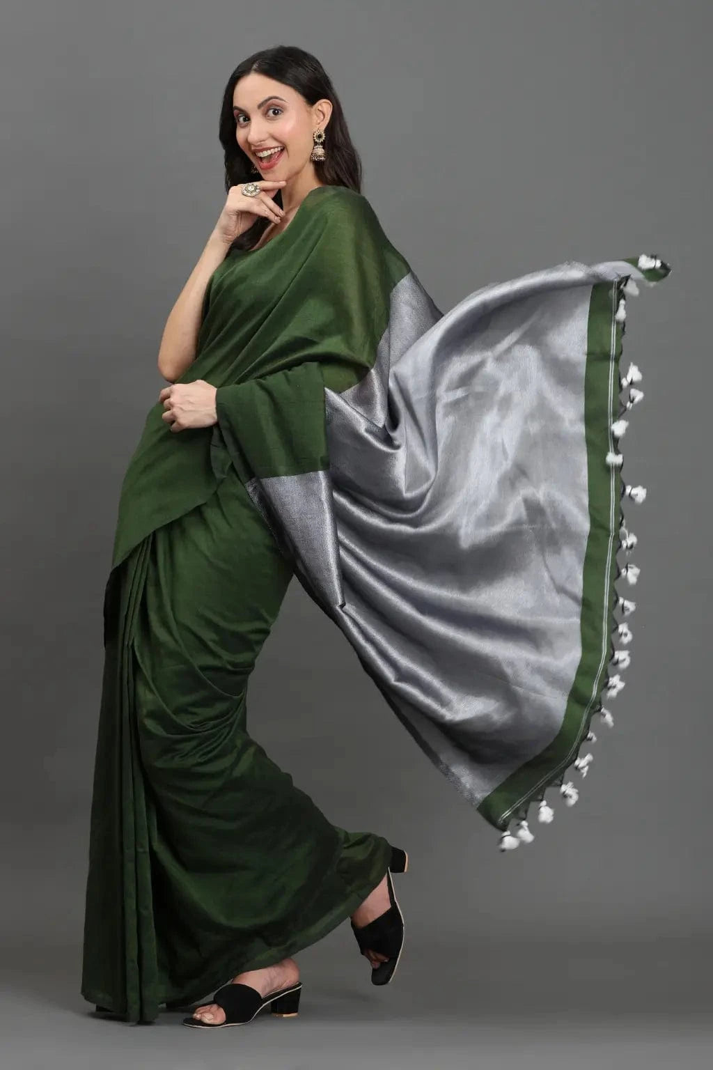 SILVER SAGE | Cotton | Indidha Saree