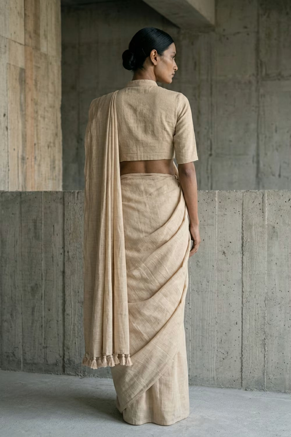 Mortar Ash | Slub Cotton | Indidha Saree