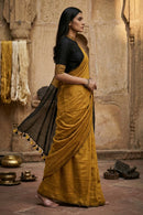 Zafran Noir | Textured Cotton | Indidha Saree