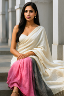 JADE KI DHOOP | Cotton | Indidha Saree -  Buy Jade Ki Dhoop – Handwoven Cotton Saree Online | Indidha  Shop Jade Ki Dhoop, a lightweight cotton saree blending pink, grey, and white for an ethereal summer look. Handwoven, breathable & elegant—only at Indidha.