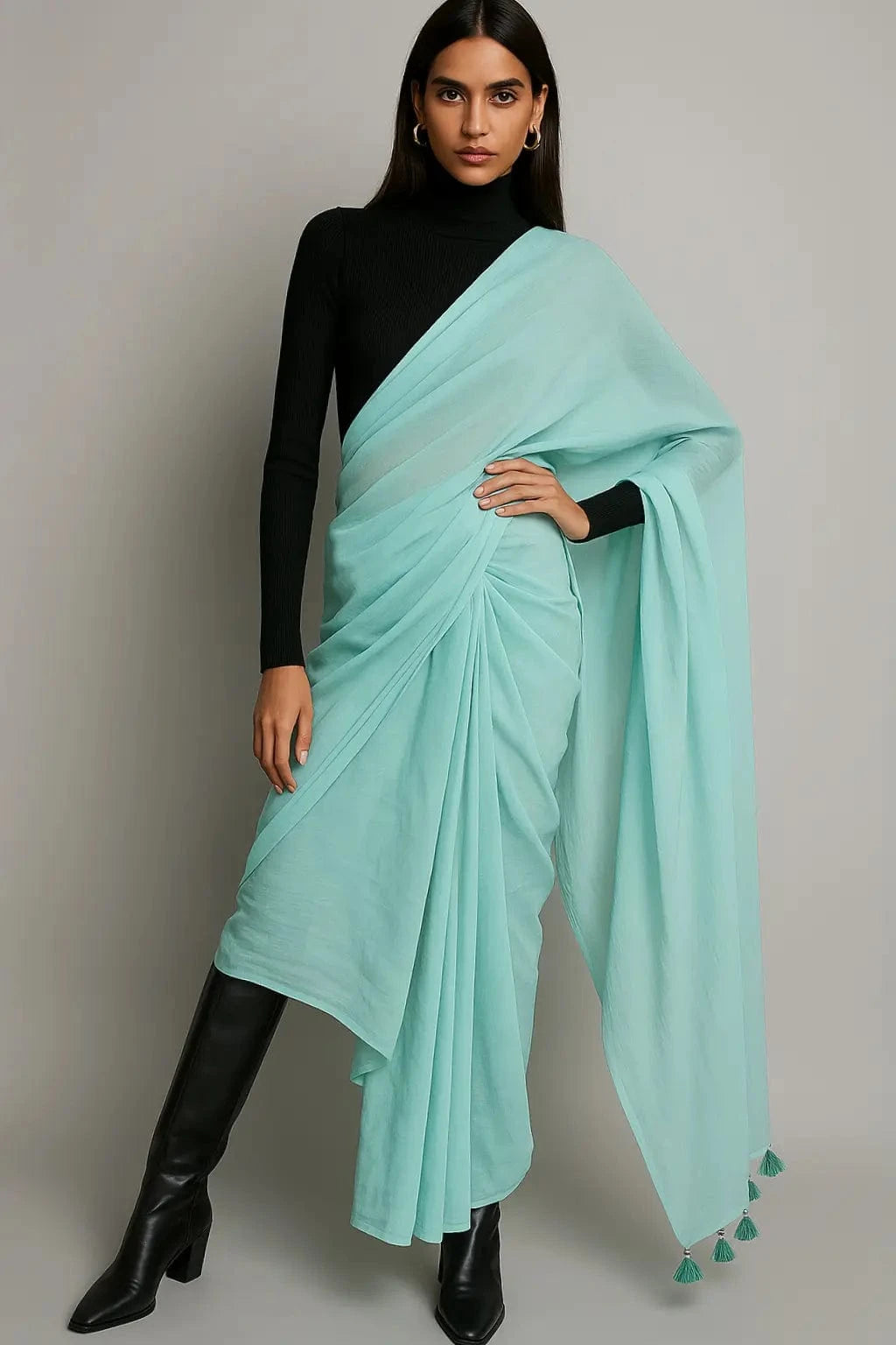 MINTY MIST | Mul Cotton | Indidha Saree