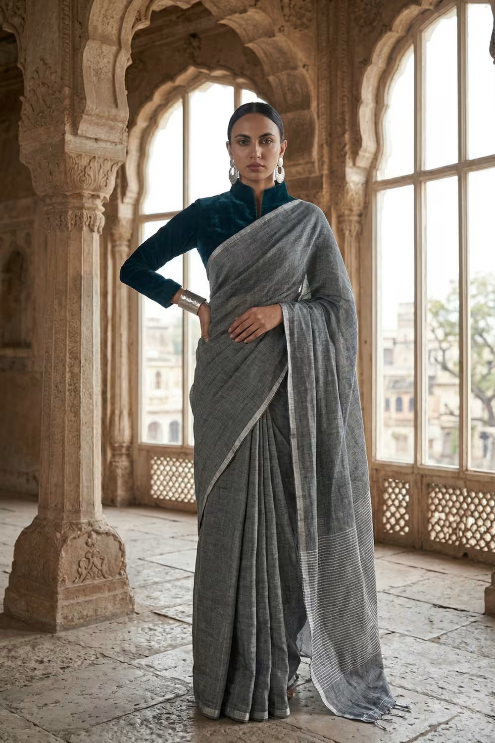 MYSTIC MEADOWS | Linen Tissue | Indidha Saree