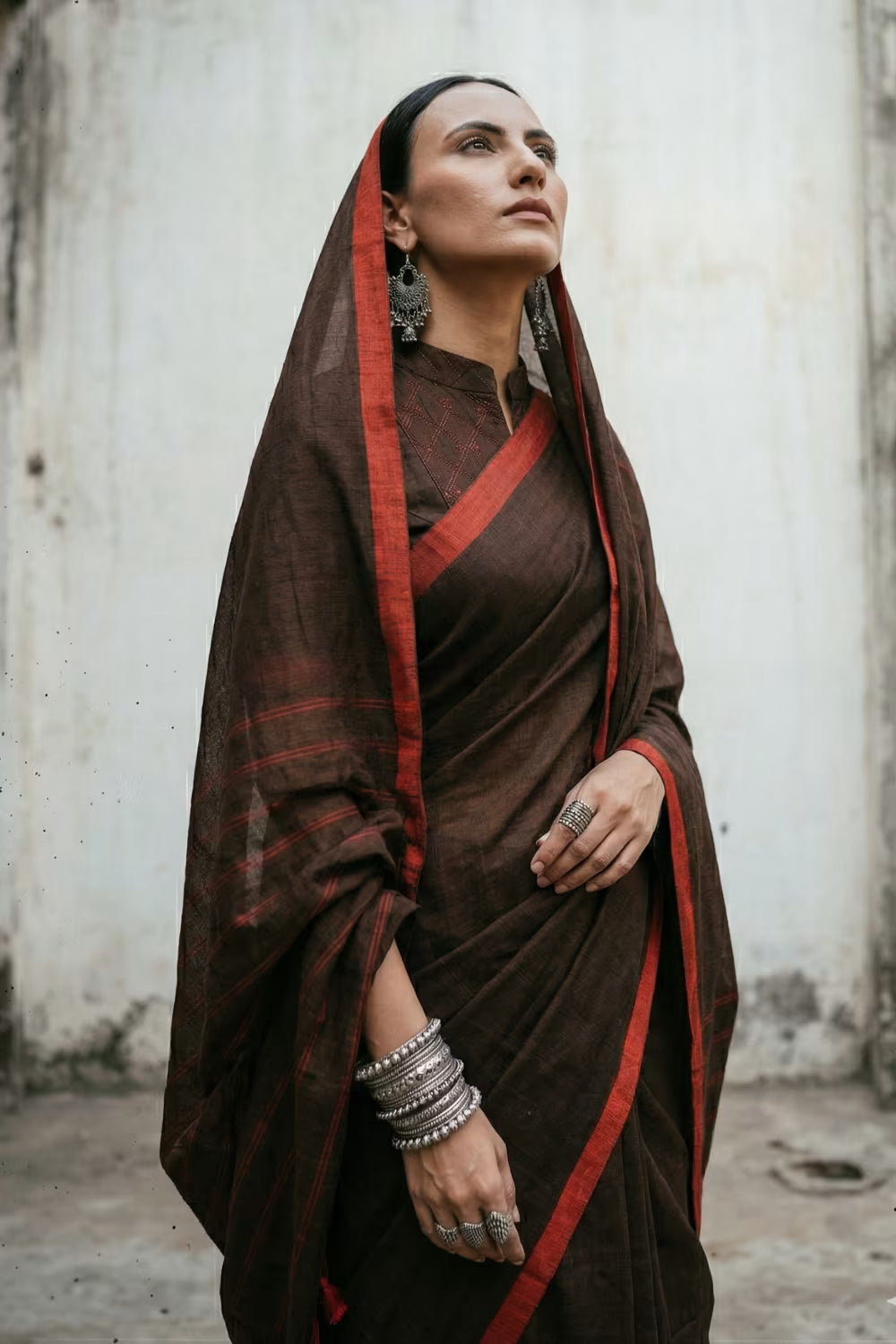 CRIMSON BROWN | Cotton | Indidha Saree