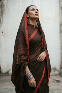 CRIMSON BROWN | Cotton | Indidha Saree