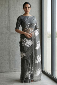LEAF LUSTER | Organza Kota Embroidery | Indidha Saree