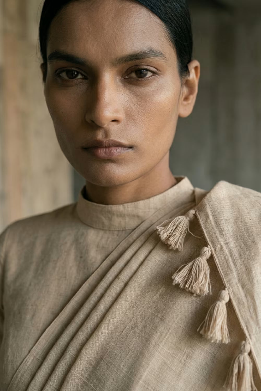 Mortar Ash | Slub Cotton | Indidha Saree
