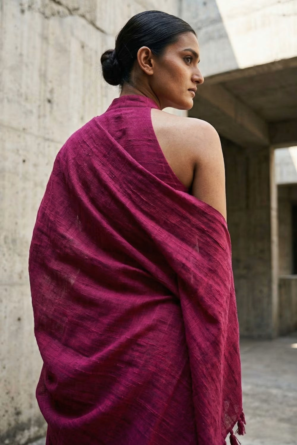 Raw Carmine | Slub Cotton | Indidha Saree