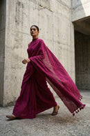 Raw Carmine | Slub Cotton | Indidha Saree