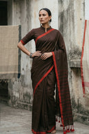 CRIMSON BROWN | Cotton | Indidha Saree