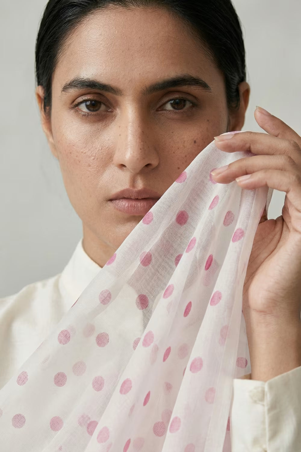 POLKA MORNING | Handpainted Organza | Indidha Saree