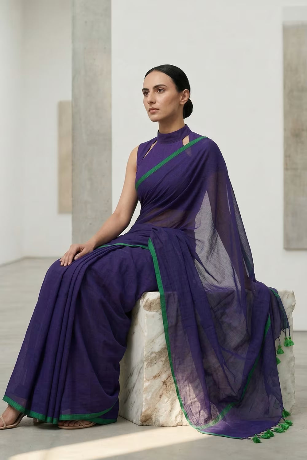 MIDNIGHT ELEGANCE | Mul Cotton | Indidha Saree