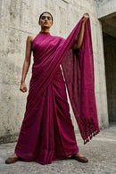 Raw Carmine | Slub Cotton | Indidha Saree