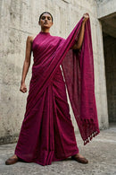 Raw Carmine | Slub Cotton | Indidha Saree