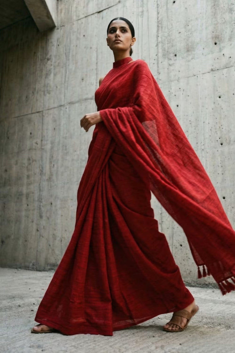 Cinnabar | Slub Cotton | Indidha Saree