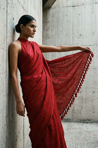 Cinnabar | Slub Cotton | Indidha Saree