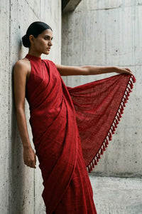 Cinnabar | Slub Cotton | Indidha Saree