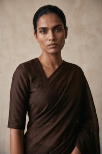 Dark Espresso | Slub Cotton | Indidha Saree