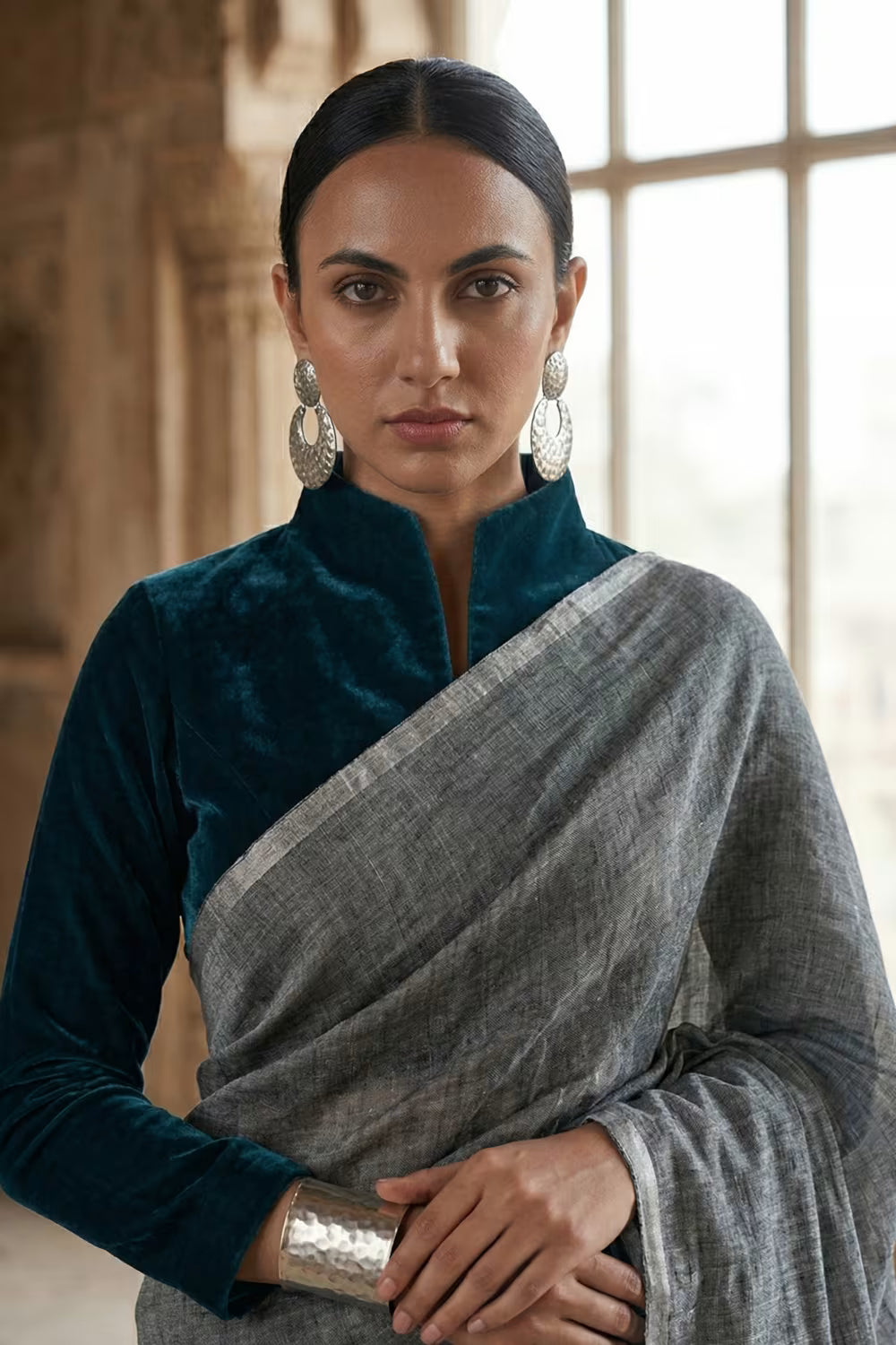 MYSTIC MEADOWS | Linen Tissue | Indidha Saree