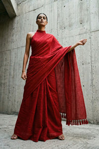 Cinnabar | Slub Cotton | Indidha Saree