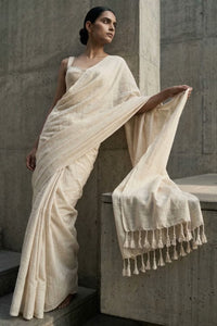 Bone | Slub Cotton | Indidha Saree