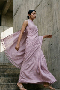 Ash Amethyst | Slub Cotton | Indidha saree