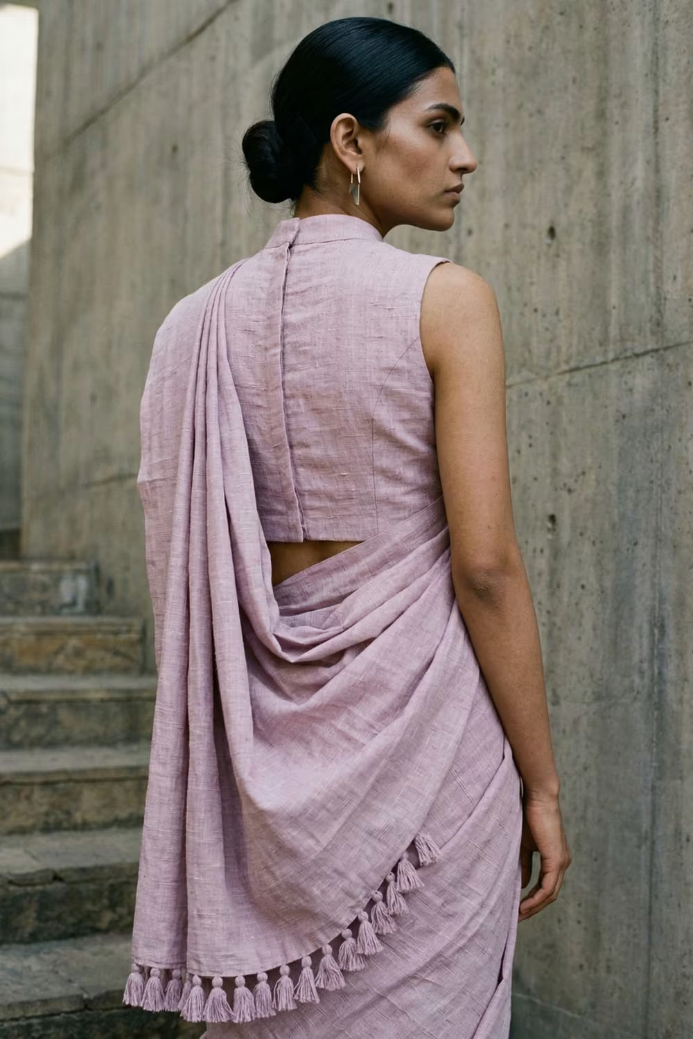Ash Amethyst | Slub Cotton | Indidha saree