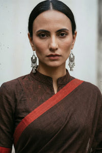 CRIMSON BROWN | Cotton | Indidha Saree