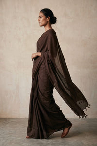 Dark Espresso | Slub Cotton | Indidha Saree