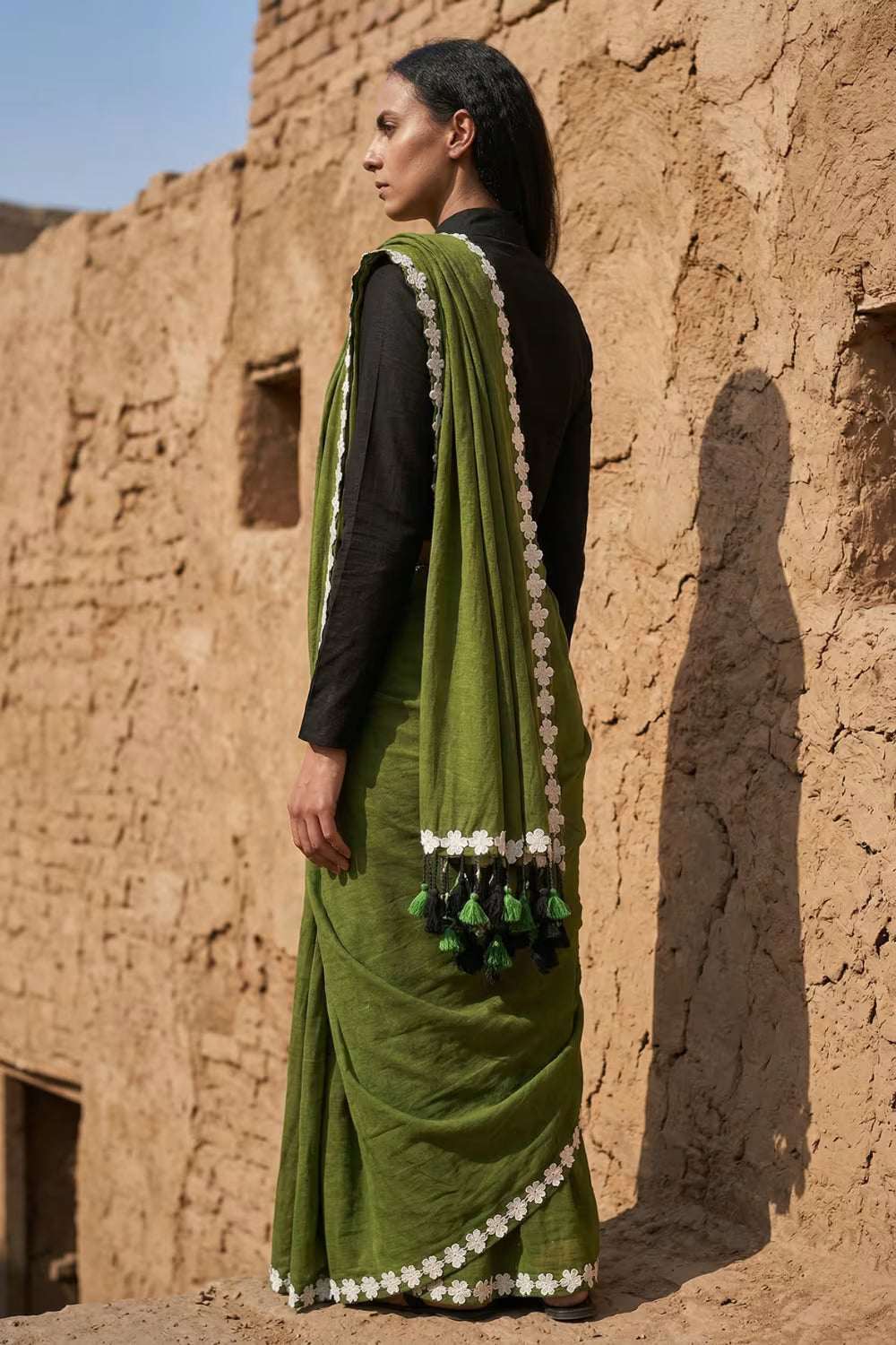 GREEN BLOSSOMES | Mul Cotton | Indidha Saree