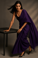 VELVET NEBULA | Mul Cotton | Indidha Saree -  VELVET NEBULA – Royal Purple Handloom Mul Cotton Saree | Lightweight & Luxe  Unveil quiet luxury with VELVET NEBULA – a handloom mul cotton saree in royal purple. Lightweight, soft, and gracefully bold.