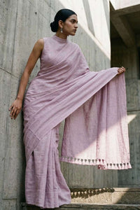 Ash Amethyst | Slub Cotton | Indidha saree