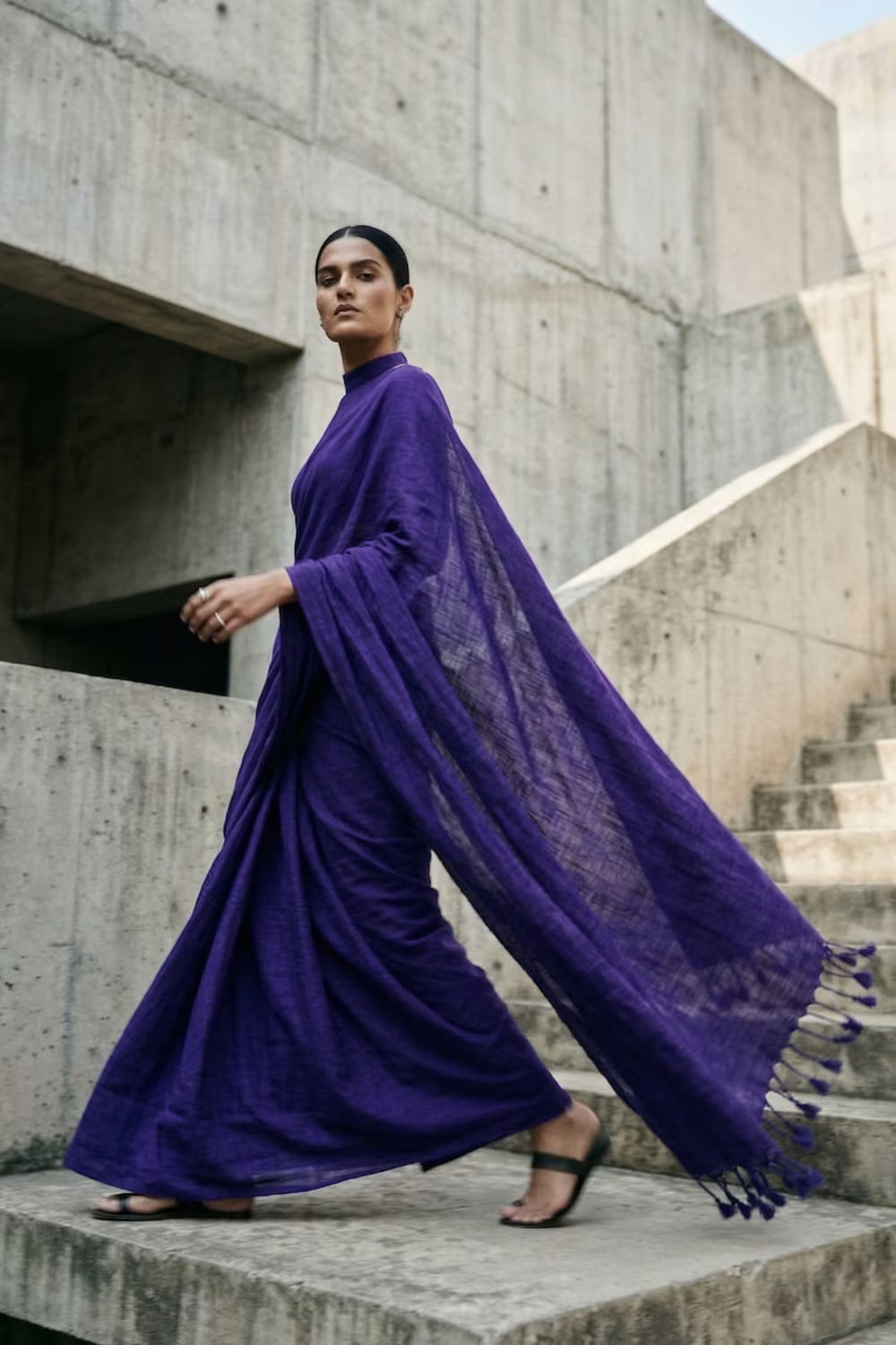Raw Grid | Slub Cotton | Indidha Saree