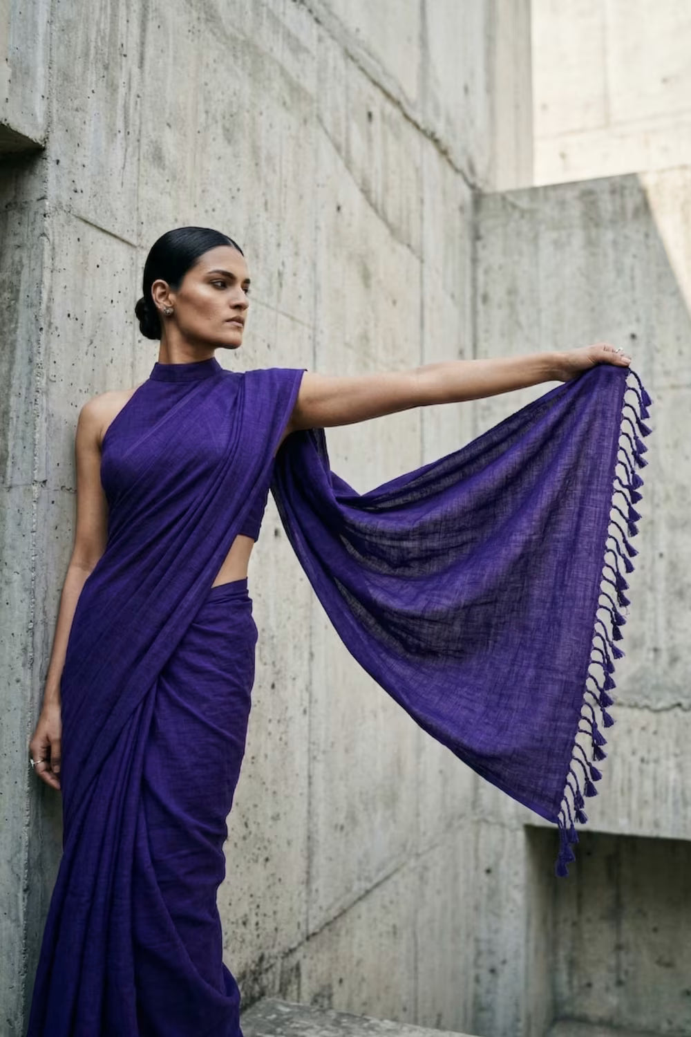 Raw Grid | Slub Cotton | Indidha Saree