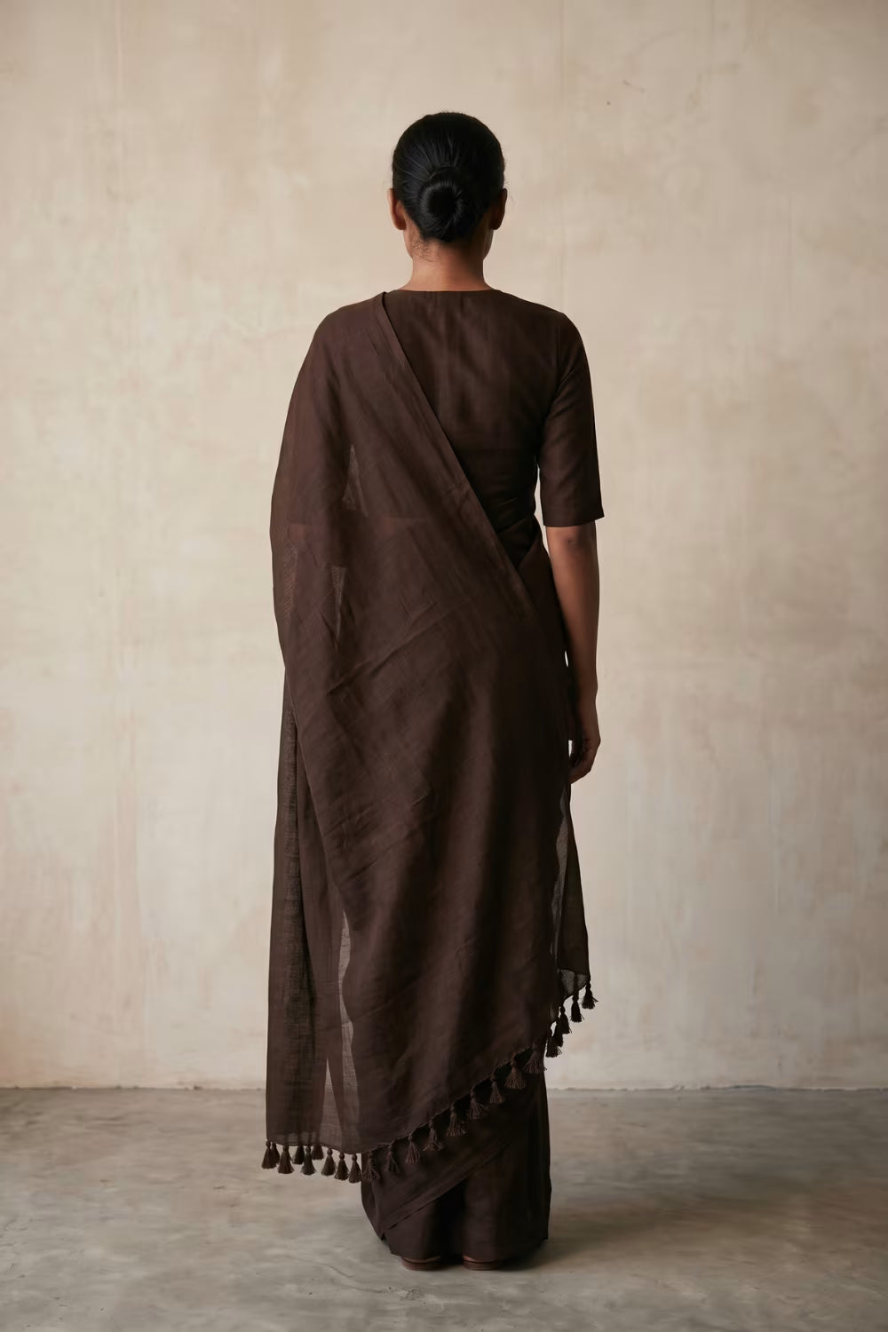 Dark Espresso | Slub Cotton | Indidha Saree