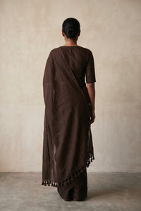 Dark Espresso | Slub Cotton | Indidha Saree